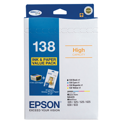 Epson 138 XL Ink Cartridge 4 Pack