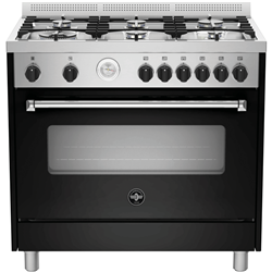 La Germania Americana 90cm Dual Fuel Upright Cooker - Matt Black