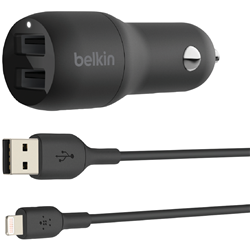 Belkin Dual 24W Car Charger and Lightning Cable