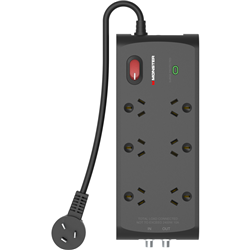 Monster 6 Socket Surge Powerboard with F-Type