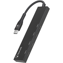 Bonelk Long-Life USB-C to 4 Port USB-C 3.0 Slim Hub (Black)