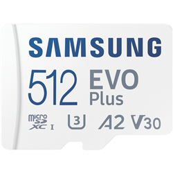 Samsung 512GB Micro SDXC EVO Plus Gen2 Memory Card