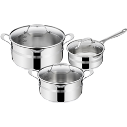 Tefal Jamie Oliver by Tefal Cook Smart Induction Stainless Steel 3pc Pot Set + Lids